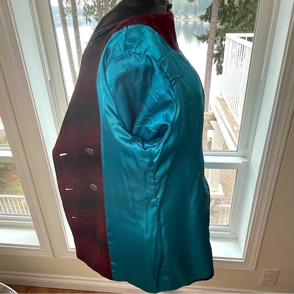 Powder River Outfitters Double Breasted Coat Wool Blend & Leather Collar Size L - Picture 11 of 12